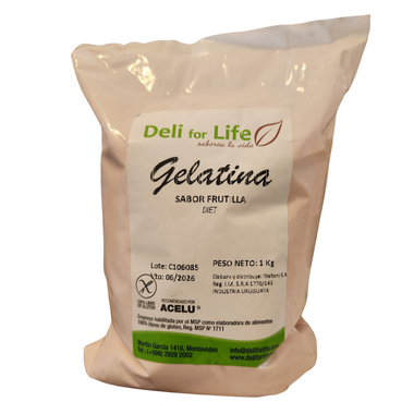 Gelatina de Frutilla Light sin Gluten Deli For Life 1kg (rinde 320 porciones)